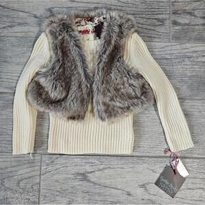 (2 pc) New Cynthia Rowley Sweater & Vest Faux Fur Size 24 Months Long Sleeve